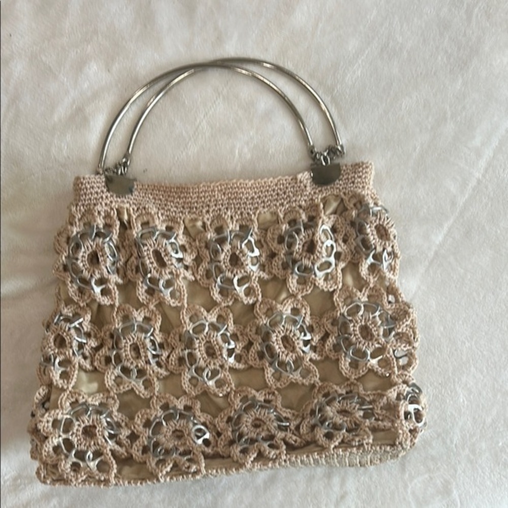 Vintage Elegant Crochet Lace Handbag With Soda Can Tabs